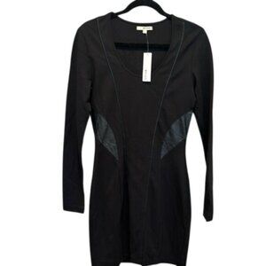 LAmade Revolve Little Black Dress Leather Patch & Piping  size M